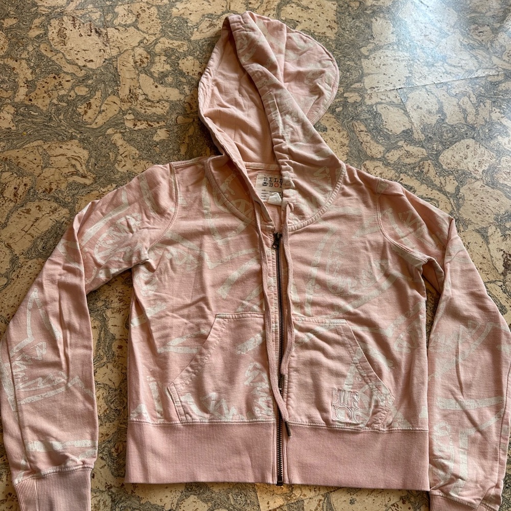 Billabong cropped Pink Zip-Up Hoodie
